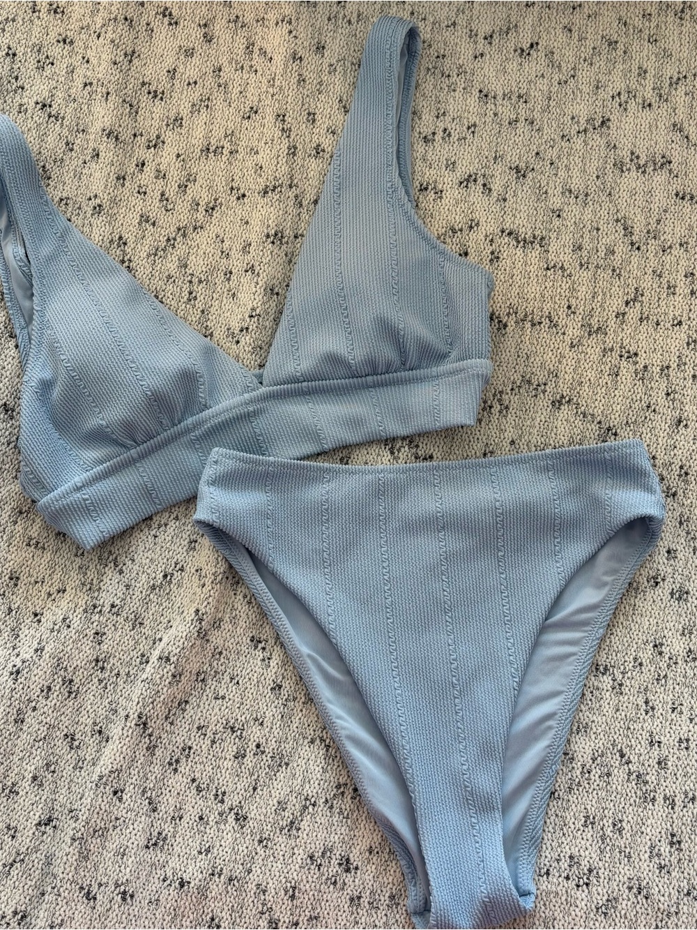 aerie Light Blue Textured Rib Bikini Set